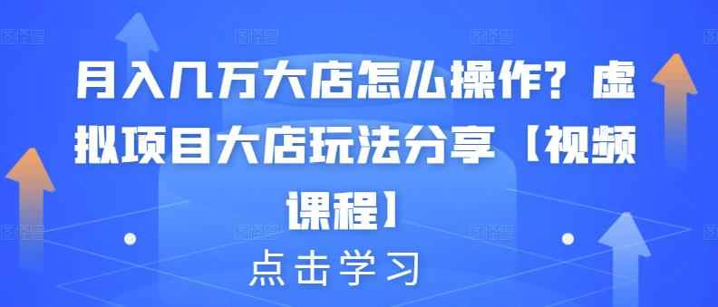 月入几万大店怎么操作？虚拟项目大店玩法分享！【视频教程】